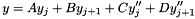 \[ y = Ay_j + By_{j+1} + Cy_j'' + Dy_{j+1}'' \]