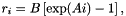 $ r_i = B \left[ \exp(Ai)-1 \right] , $